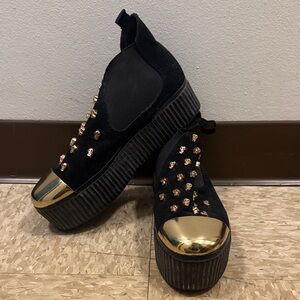 Jeffrey Campbell Black and Gold Platform Shoes